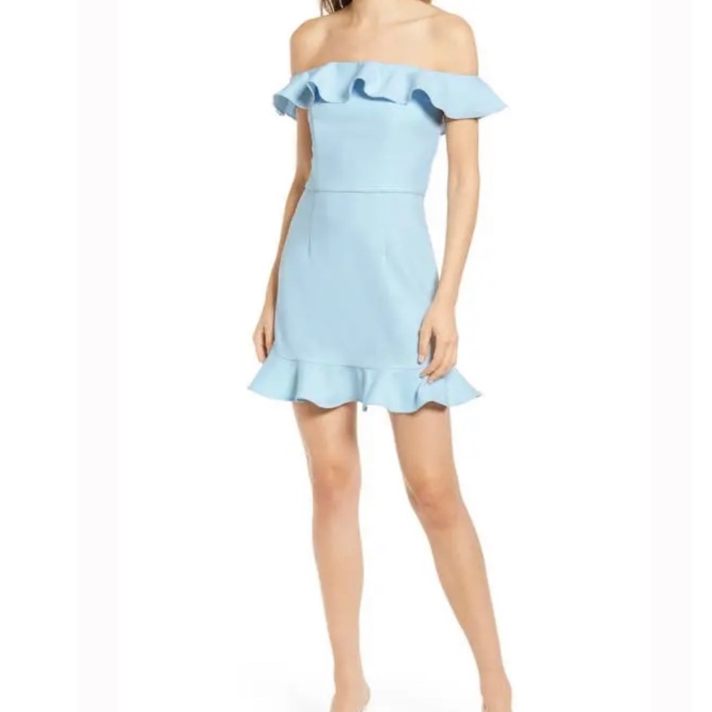 French Connection Whisper Off The Shoulder Ruffle Dress